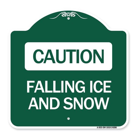 SIGNMISSION Designer Series Falling Ice and Snow, Green & White Aluminum Sign, 18" H, GW-1818-24286 A-DES-GW-1818-24286